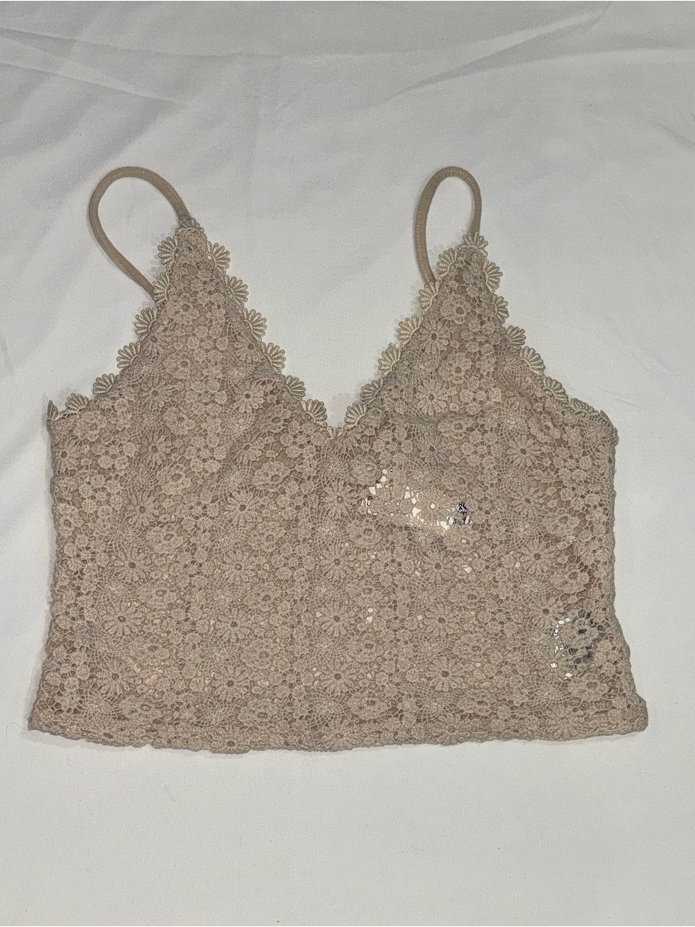 NWT H&M Neutral Beige Floral Crochet Lace Bralette